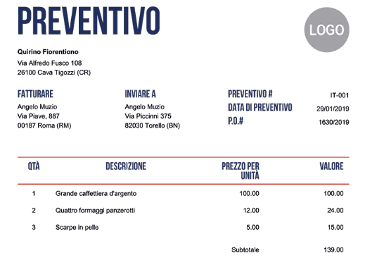 Bozze di preventivi